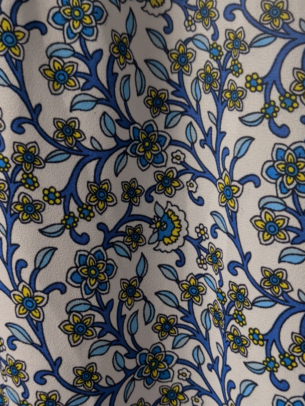 LOFT White, Blue & Yellow Floral Ruffle Sleeve Blouse - Picture 5 of 5
